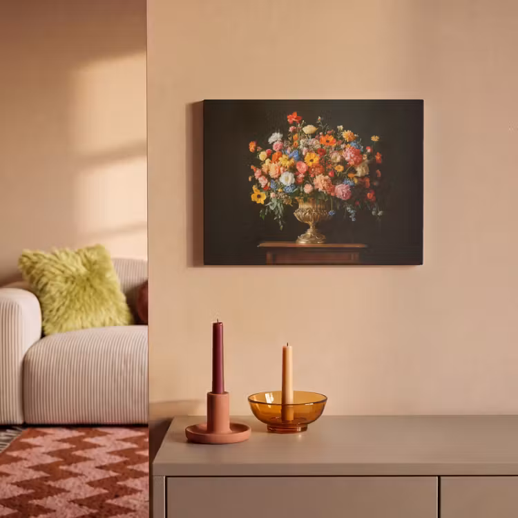Akoestisch schilderij - Goud - Bloemen - Kleuren - Vaas — 2