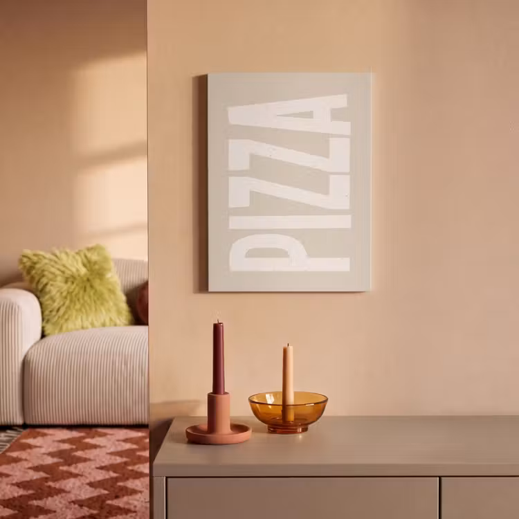 Akoestisch schilderij - Pizza - Decoratie - Japandi - Wit — 2