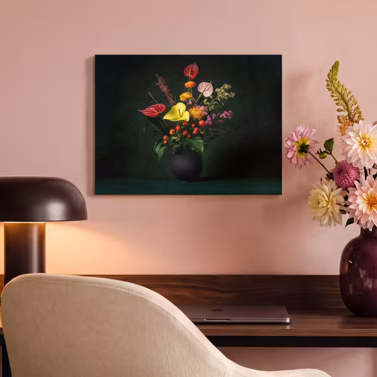 Akoestisch schilderij - Bloemen - Vaas - Zwart — 4