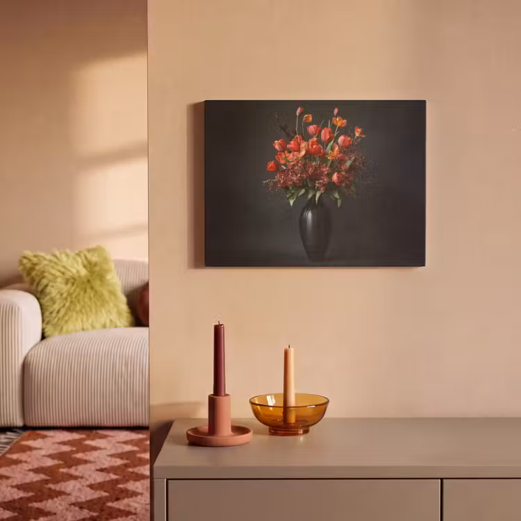 Akoestisch schilderij - Boeket - Tulpen - Vaas - Rood — 2