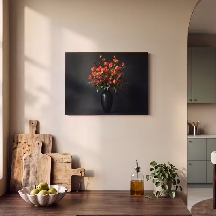 Akoestisch schilderij - Boeket - Tulpen - Vaas - Rood — 3