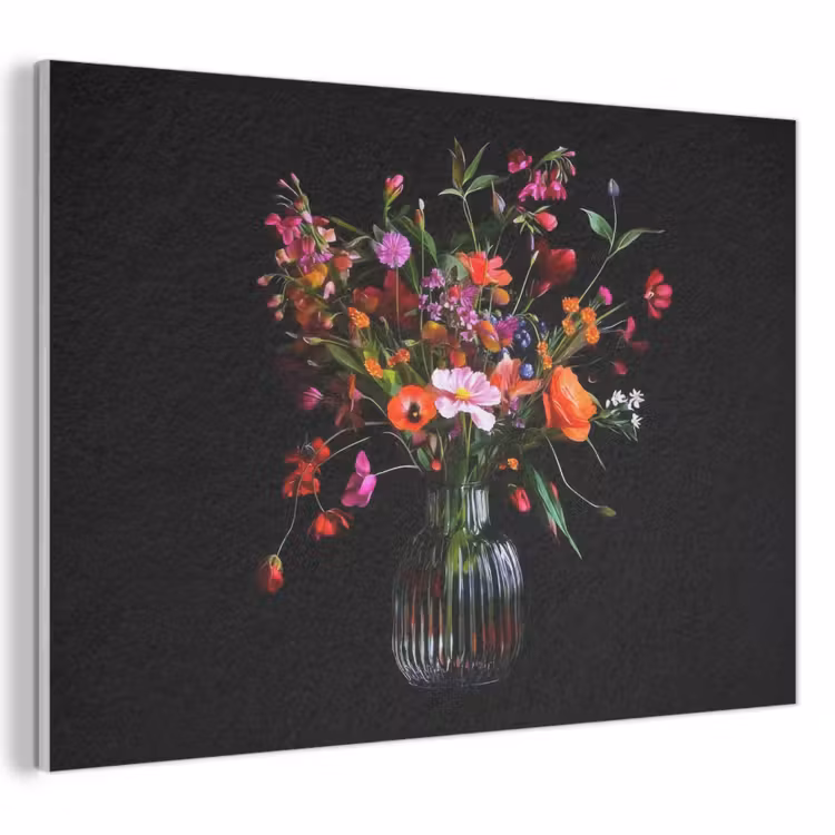 Akoestisch schilderij - Boeket - Veldbloemen - Vaas — 1
