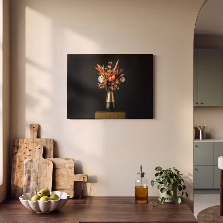 Akoestisch schilderij - Exotisch - Boeket - Vaas - Goud — 3