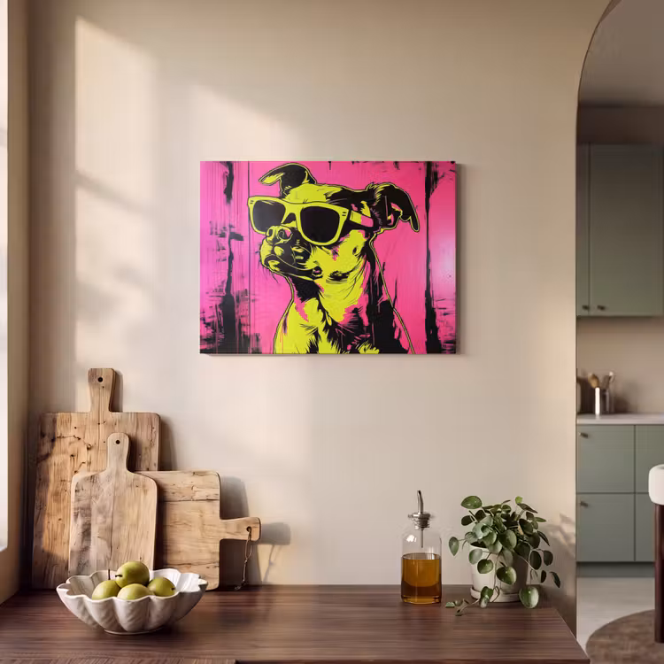 Akoestisch schilderij - Hond - Zonnebril - Roze - Art — 3
