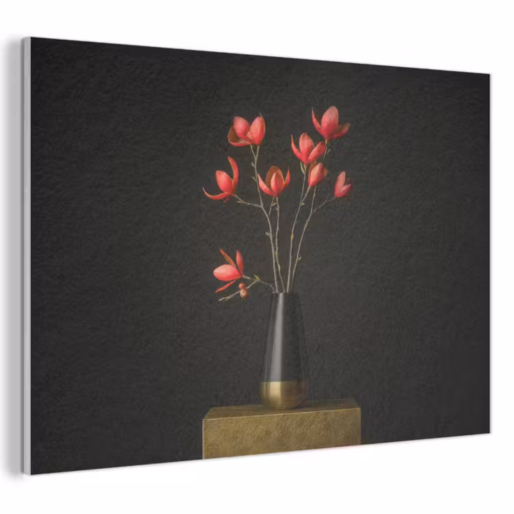 Akoestisch schilderij - Rode - Bloemen - Vaas — 1