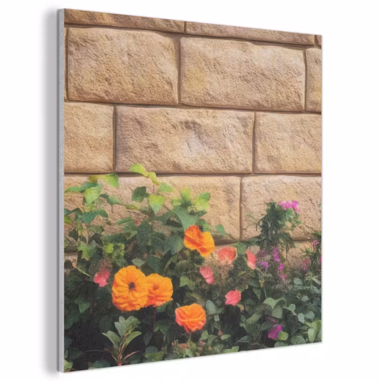 Akoestisch schilderij - Bloemen - Bakstenen - Kleurrijk — 1