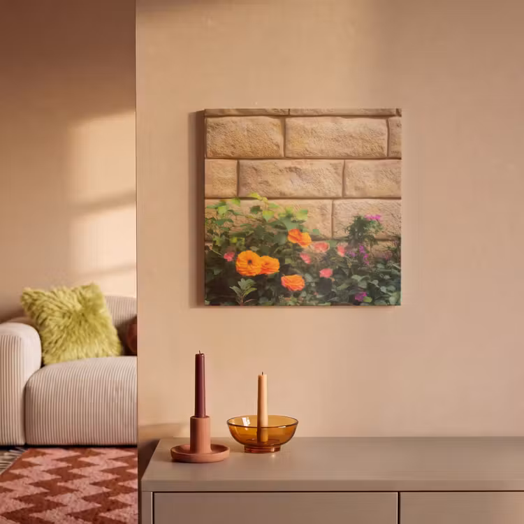 Akoestisch schilderij - Bloemen - Bakstenen - Kleurrijk — 2