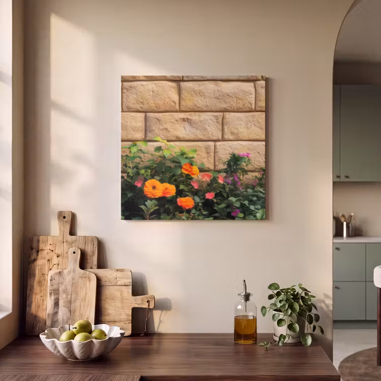 Akoestisch schilderij - Bloemen - Bakstenen - Kleurrijk — 3