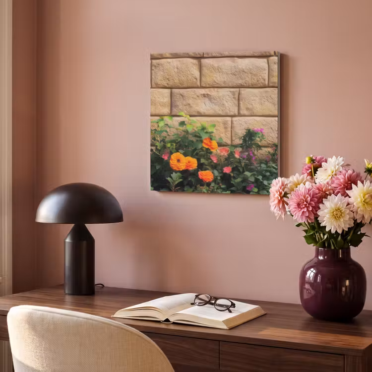 Akoestisch schilderij - Bloemen - Bakstenen - Kleurrijk — 4