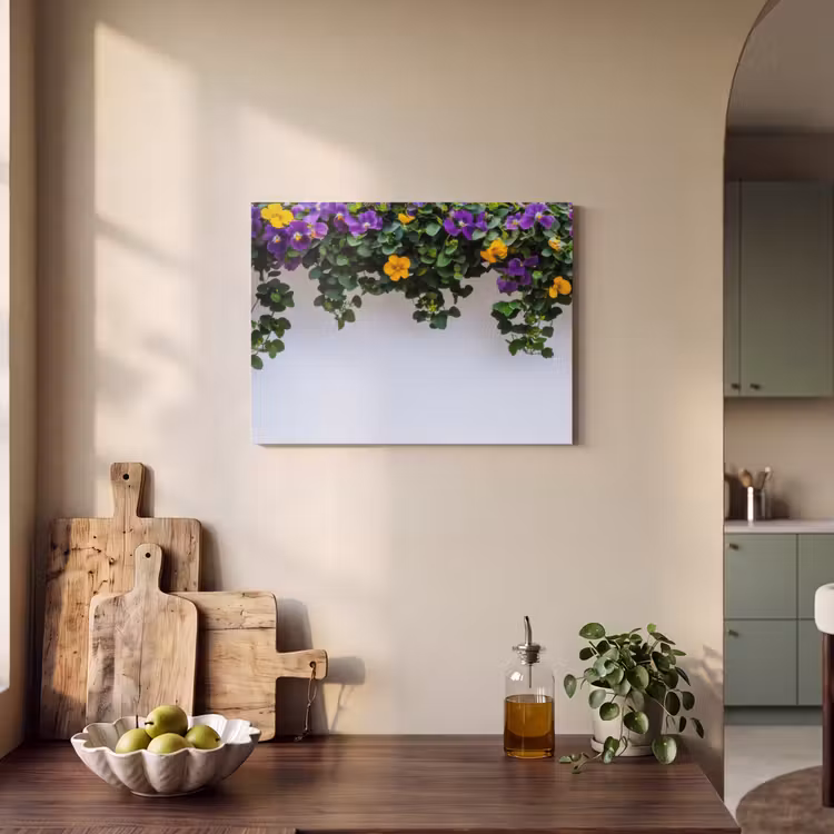 Akoestisch schilderij - Bloemen - Muur - Geel - Paars — 3