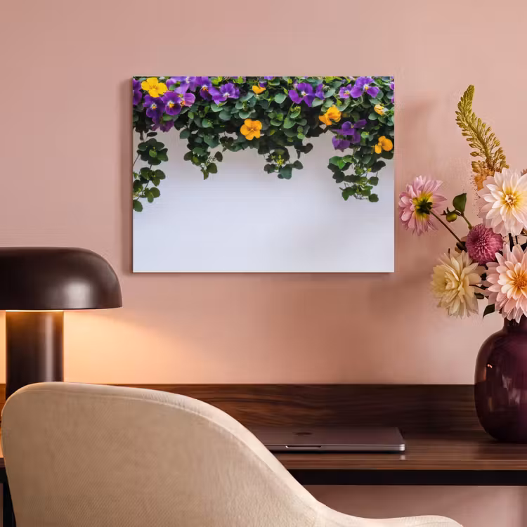 Akoestisch schilderij - Bloemen - Muur - Geel - Paars — 4