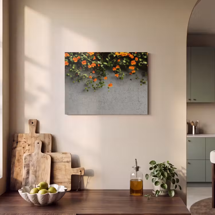 Akoestisch schilderij - Bloemen - Muur - Oranje — 3
