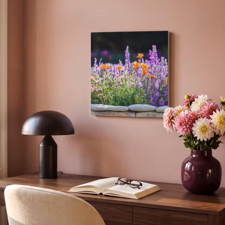 Akoestisch schilderij - Bloemen - Steenrand - Kleurrijk — 4