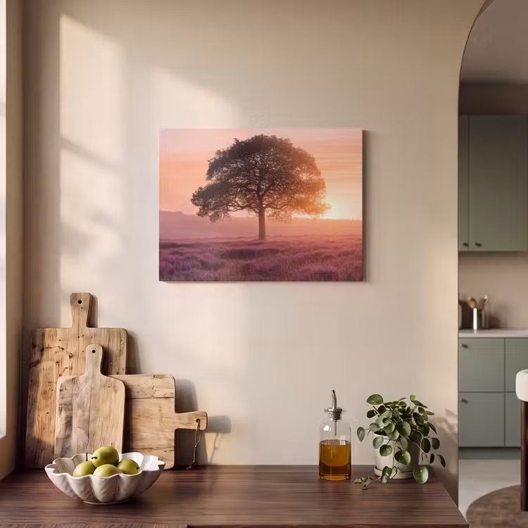 Akoestisch schilderij - Boom - Heide - Zonsopgang — 3