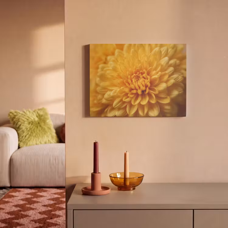 Akoestisch schilderij - Geel - Chrysant - Zachtheid — 2