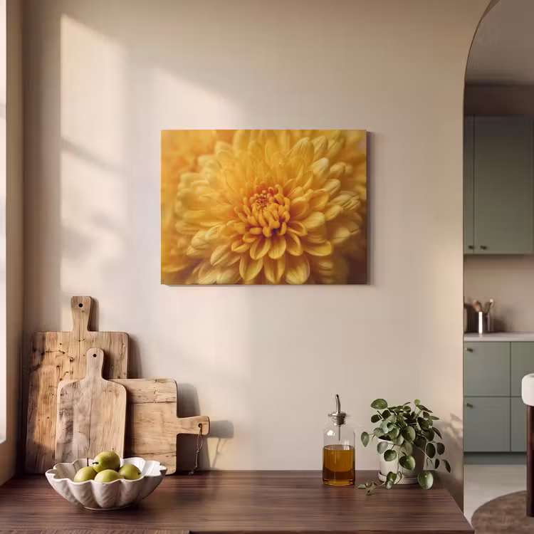 Akoestisch schilderij - Geel - Chrysant - Zachtheid — 3