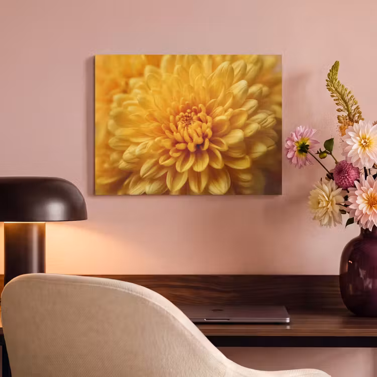 Akoestisch schilderij - Geel - Chrysant - Zachtheid — 4