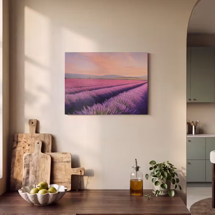 Akoestisch schilderij - Lavendelveld - Zonsondergang - Paars - Bloemen — 3