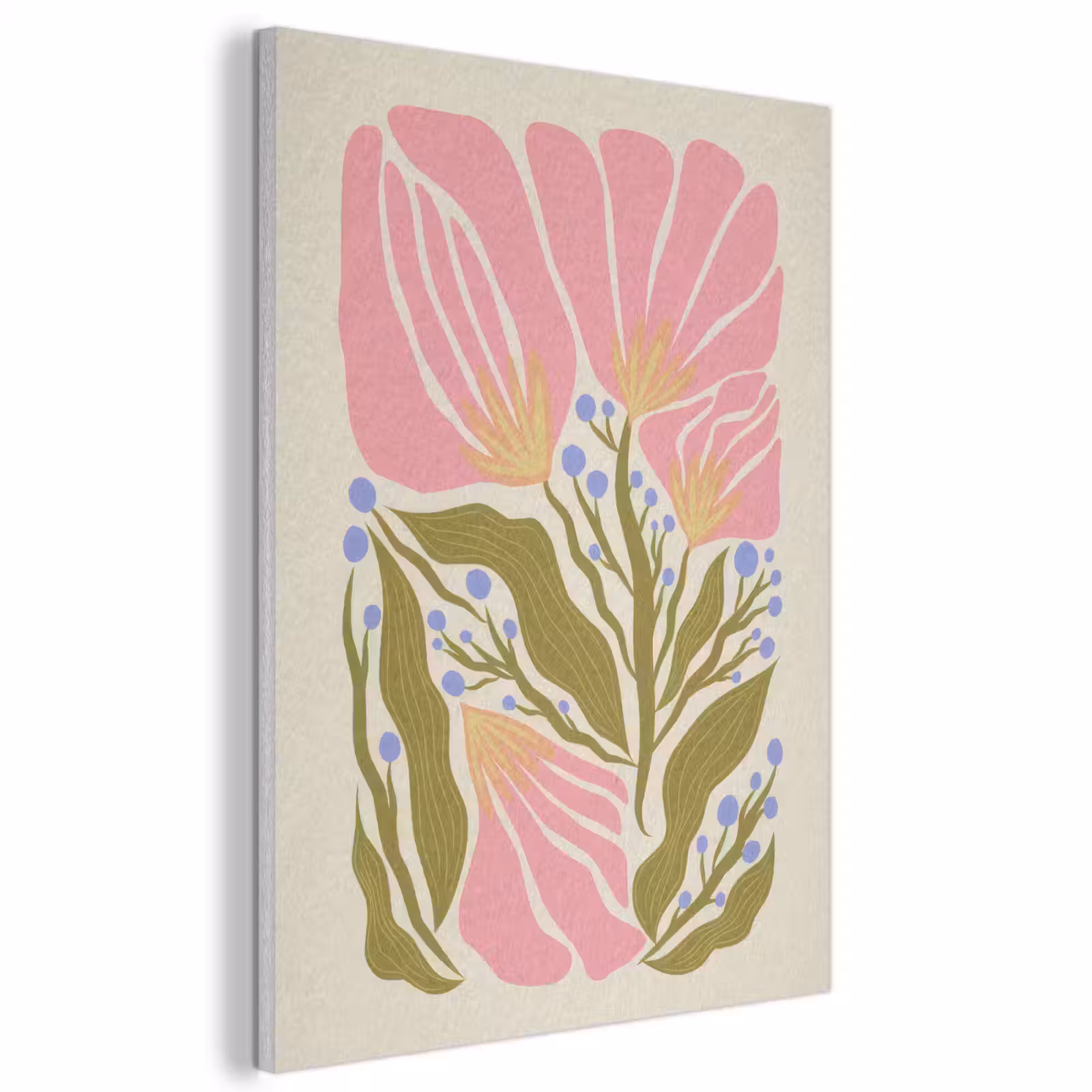 Akoestisch schilderij - Bloemen - Bladeren - Abstract - Roze — 1