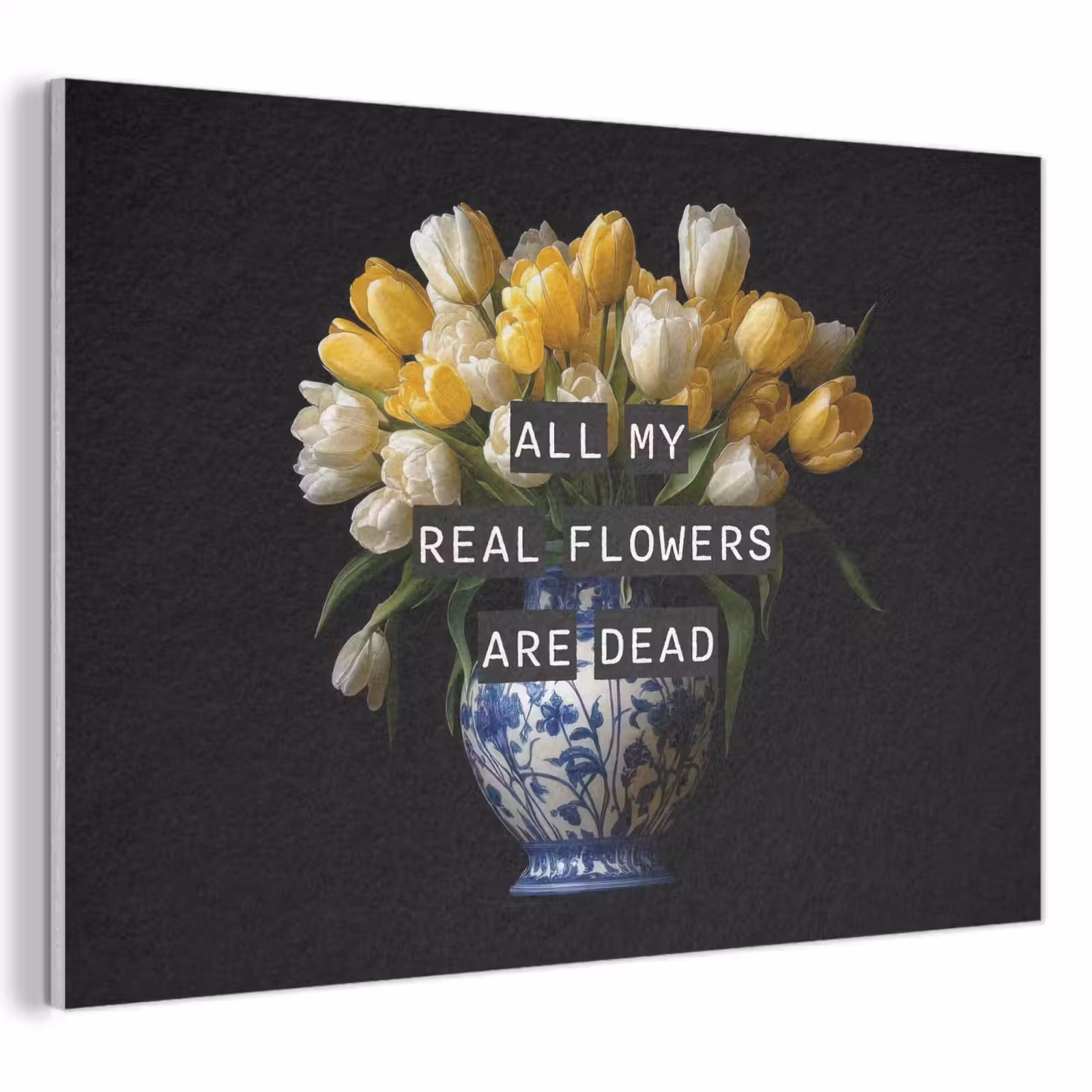 Akoestisch schilderij - Quotes - Bloem - Tulp - Geel — 1