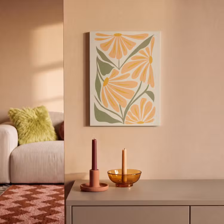 Akoestisch schilderij - Blaadjes - Zachtoranje - Bloemen — 2