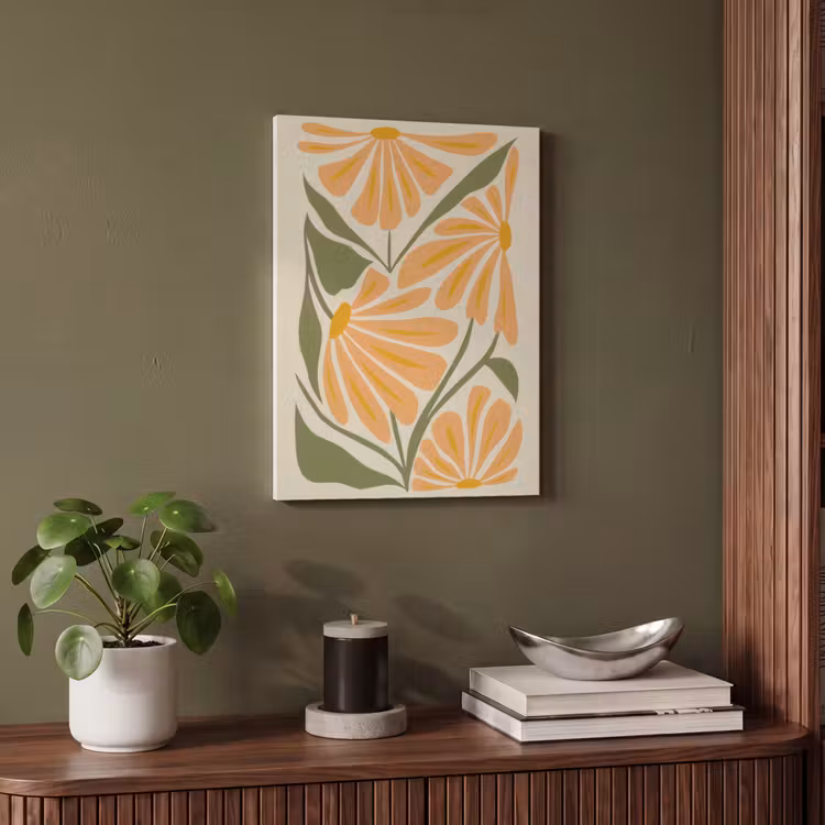 Akoestisch schilderij - Blaadjes - Zachtoranje - Bloemen — 4