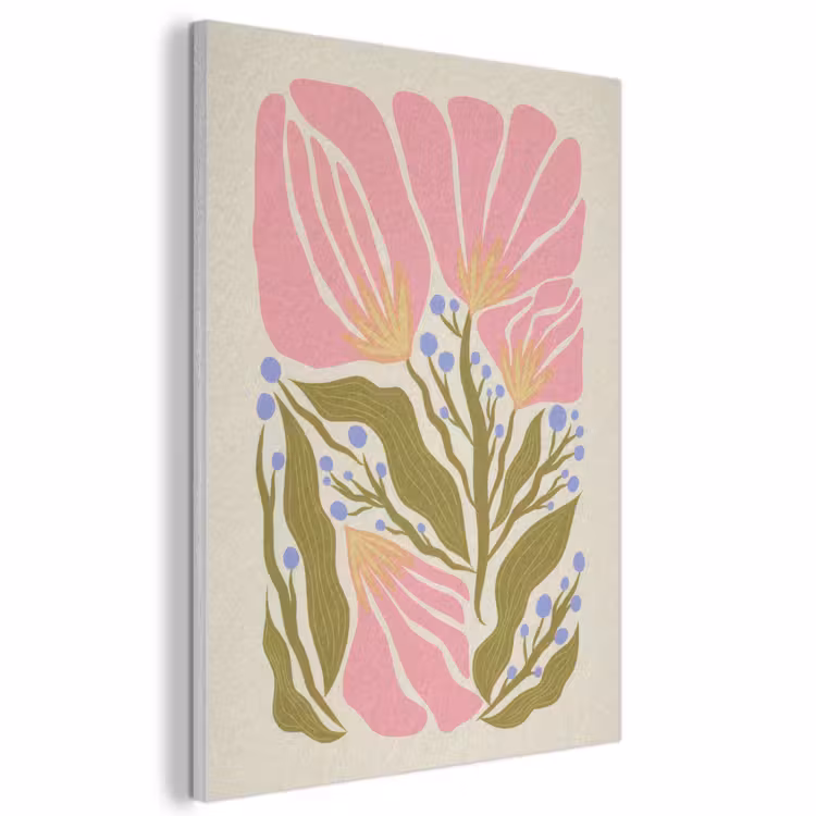 Akoestisch schilderij - Bloemen - Bladeren - Abstract - Roze — 1
