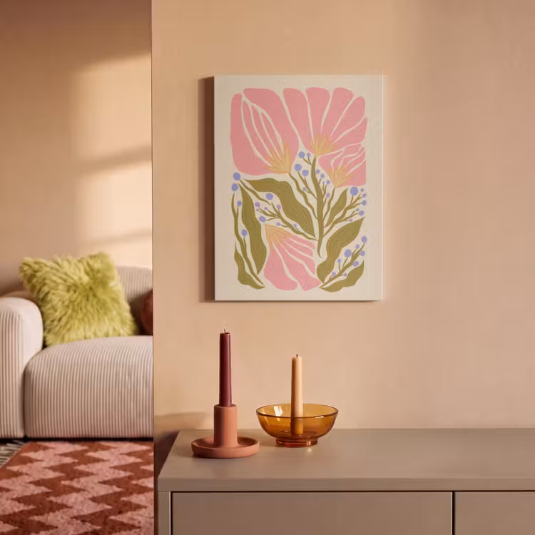Akoestisch schilderij - Bloemen - Bladeren - Abstract - Roze — 2