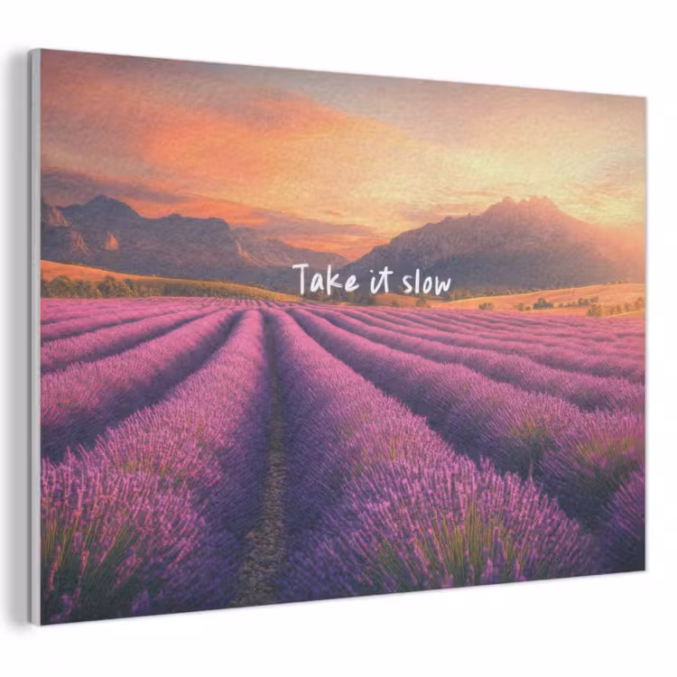 Akoestisch schilderij - Lavendelveld - Quote - Zonsondergang — 1