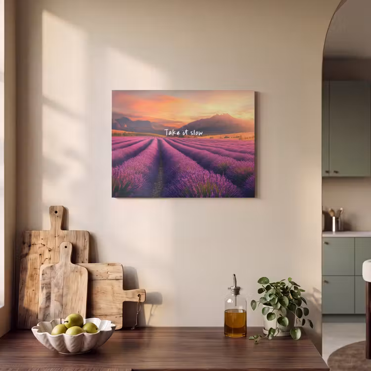 Akoestisch schilderij - Lavendelveld - Quote - Zonsondergang — 3