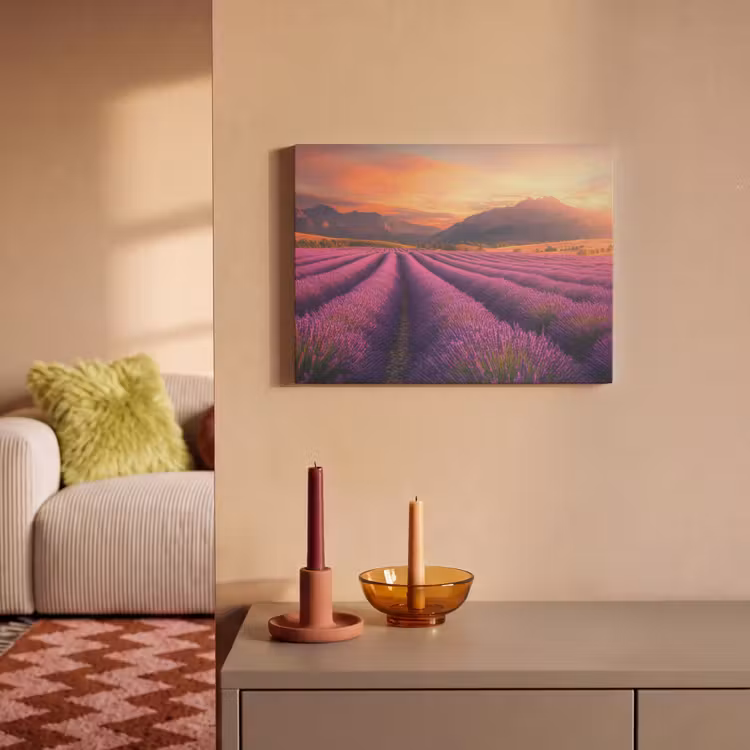 Akoestisch schilderij - Lavendelveld - Zonsondergang - Paars — 2