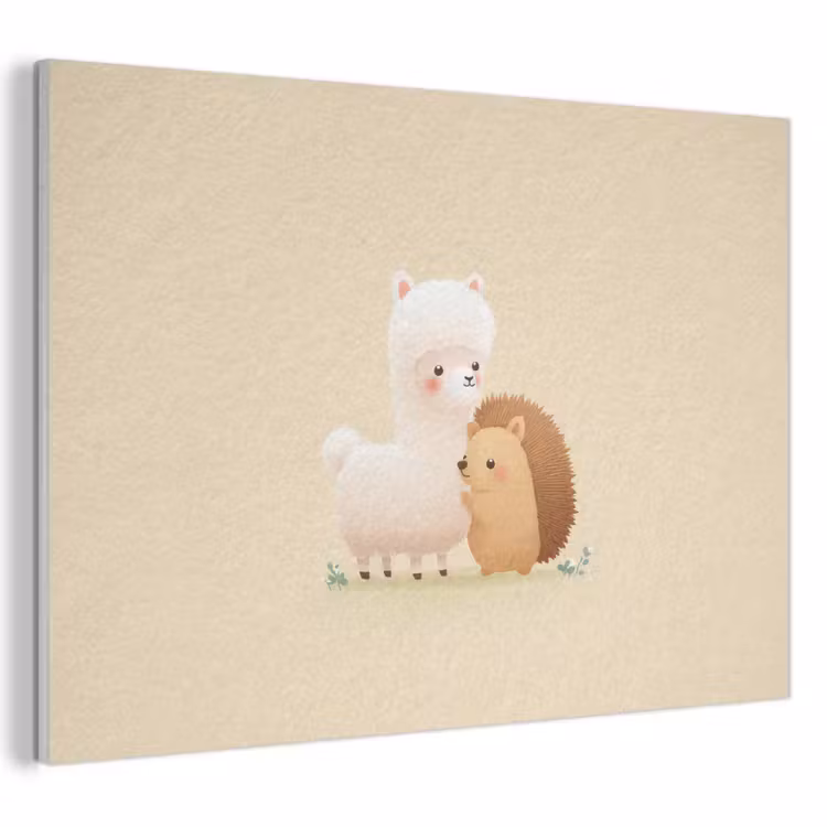 Akoestisch schilderij - Alpaca - Egel - Bruin - Knuffelen — 1