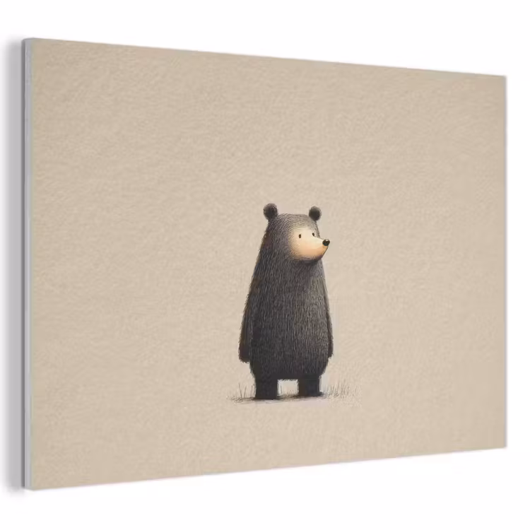 Akoestisch schilderij - Beer - Donkerbruin - Minimalistisch — 1