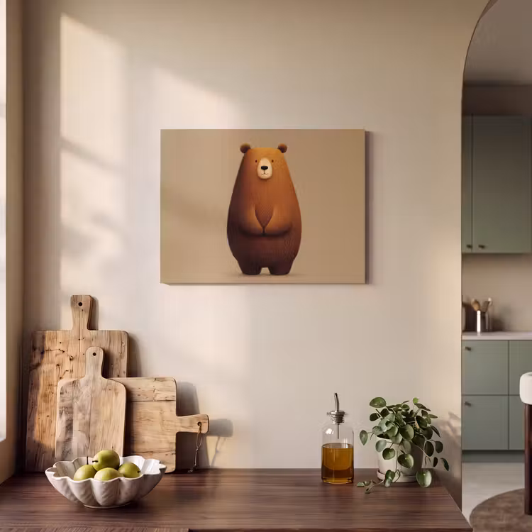 Akoestisch schilderij - Beer - Minimalistisch - Bruin — 3
