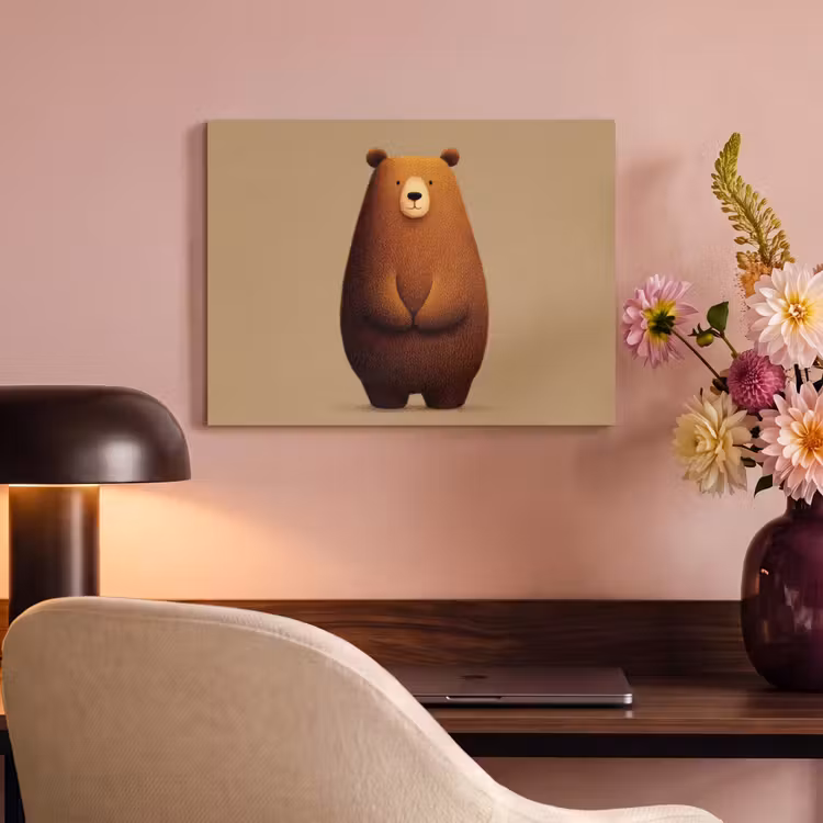 Akoestisch schilderij - Beer - Minimalistisch - Bruin — 4