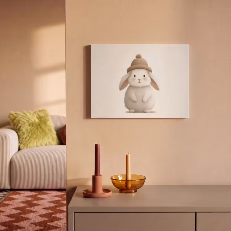 Akoestisch schilderij - Konijn - Muts - Oren - Beige — 2