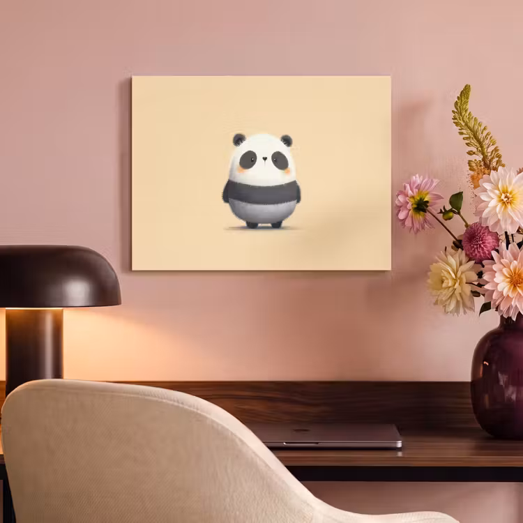 Akoestisch schilderij - Panda - Beige - Minimalistisch — 4