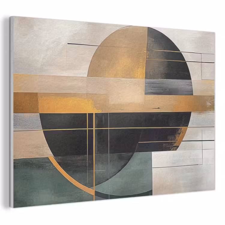 Akoestisch schilderij - Abstract - Goud - Brons - Groen - Vormen - Modern — 1