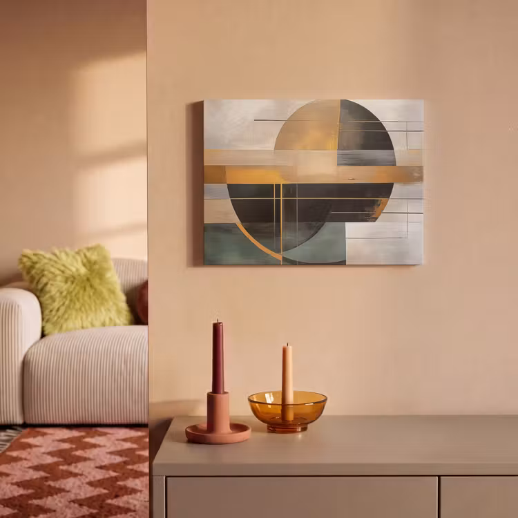 Akoestisch schilderij - Abstract - Goud - Brons - Groen - Vormen - Modern — 2