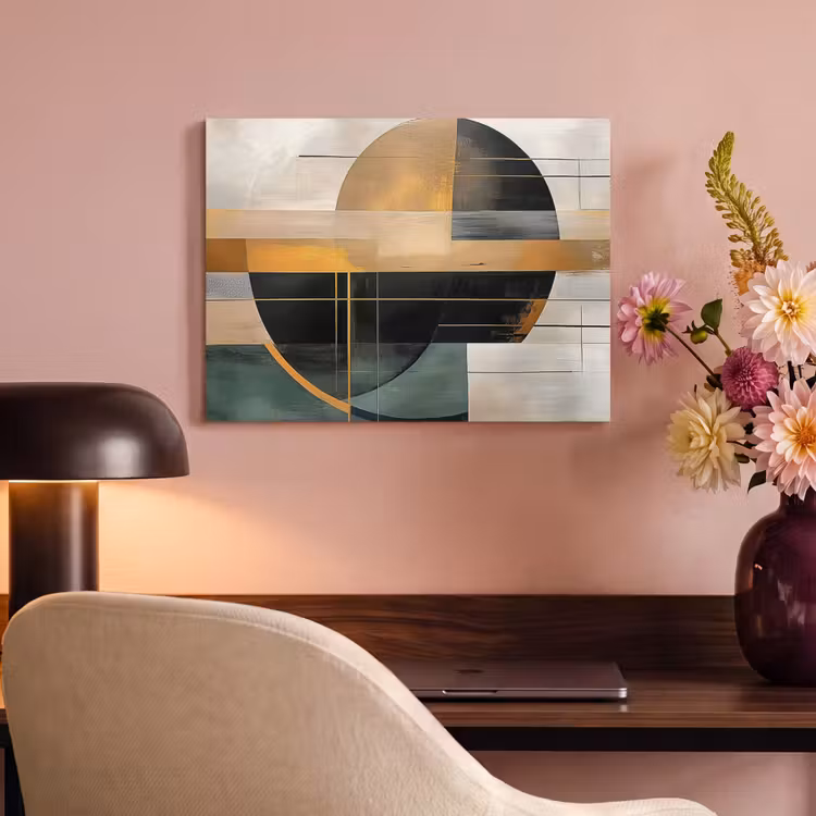 Akoestisch schilderij - Abstract - Goud - Brons - Groen - Vormen - Modern — 4