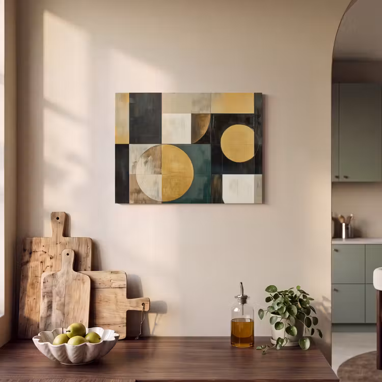 Akoestisch schilderij - Abstract - Goud - Brons - Vormen - Geometrisch — 3