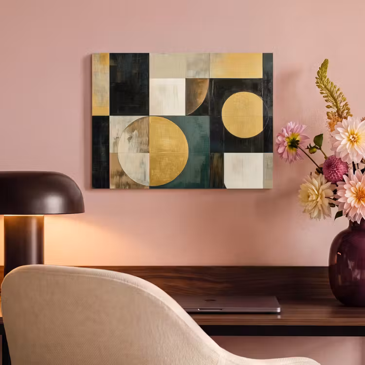 Akoestisch schilderij - Abstract - Goud - Brons - Vormen - Geometrisch — 4