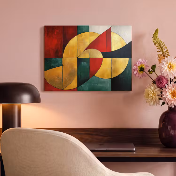 Akoestisch schilderij - Abstract - Kerst - Goud - Rood - Groen — 4