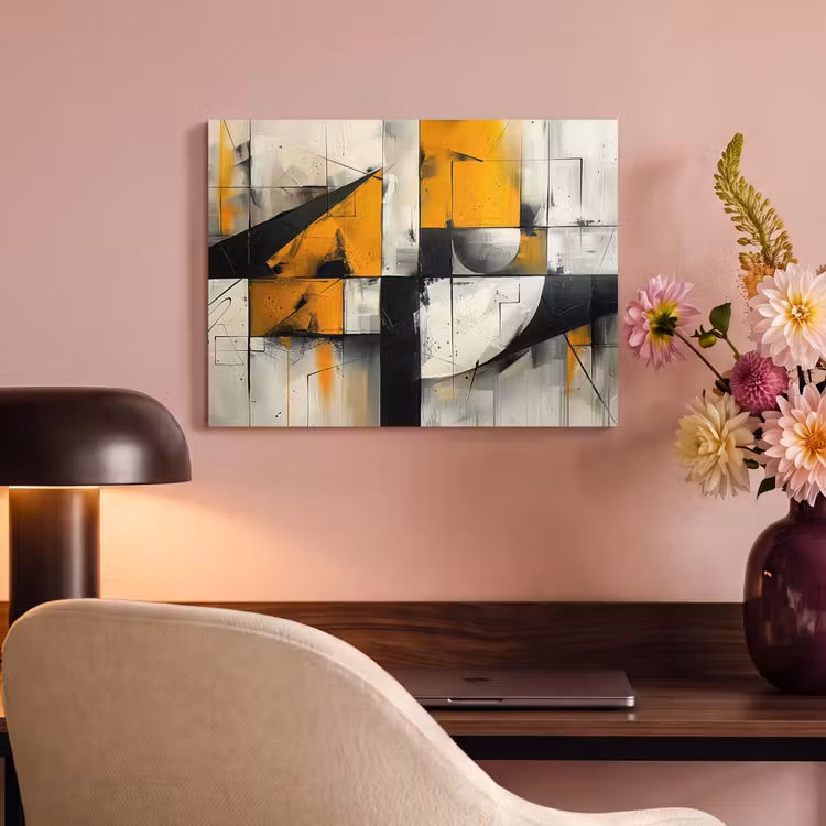 Akoestisch schilderij - Geel - Abstract - Modern - Vormen — 4