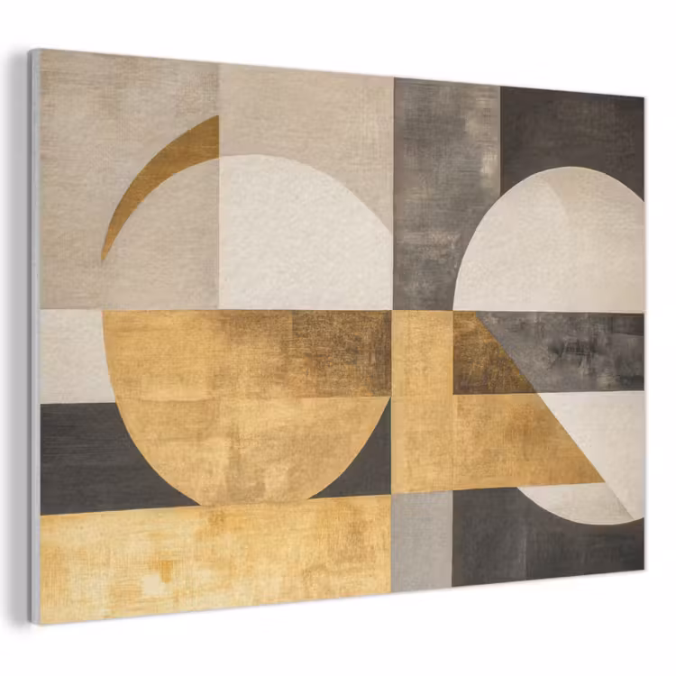 Akoestisch schilderij - Abstract - Goud - Grijs - Vormen - Geometrisch — 1