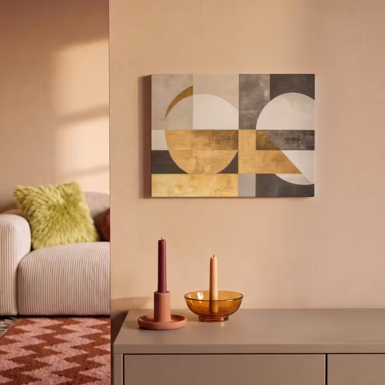 Akoestisch schilderij - Abstract - Goud - Grijs - Vormen - Geometrisch — 2