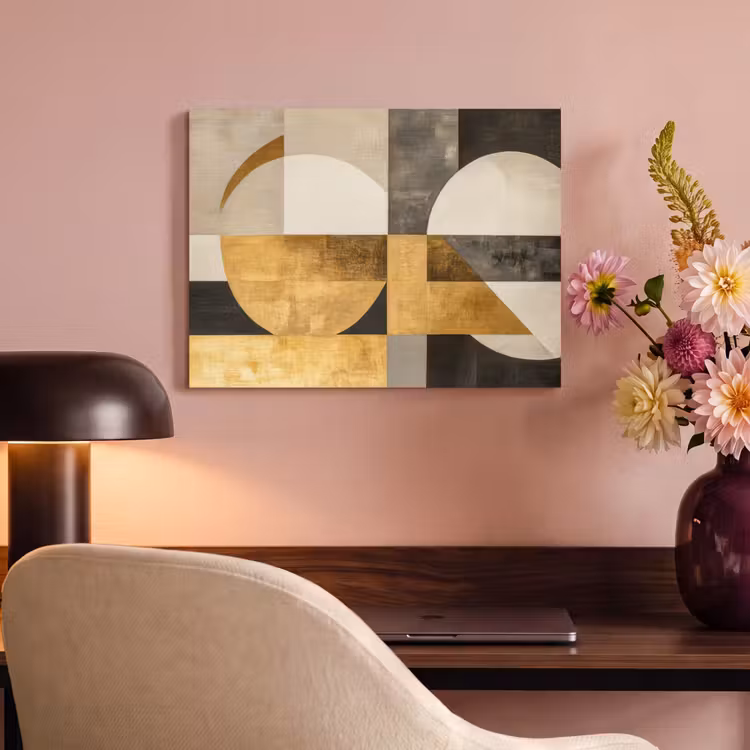 Akoestisch schilderij - Abstract - Goud - Grijs - Vormen - Geometrisch — 4