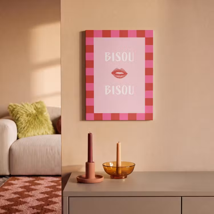 Akoestisch schilderij - Kiss - Roze - Frans - Valentijn — 2