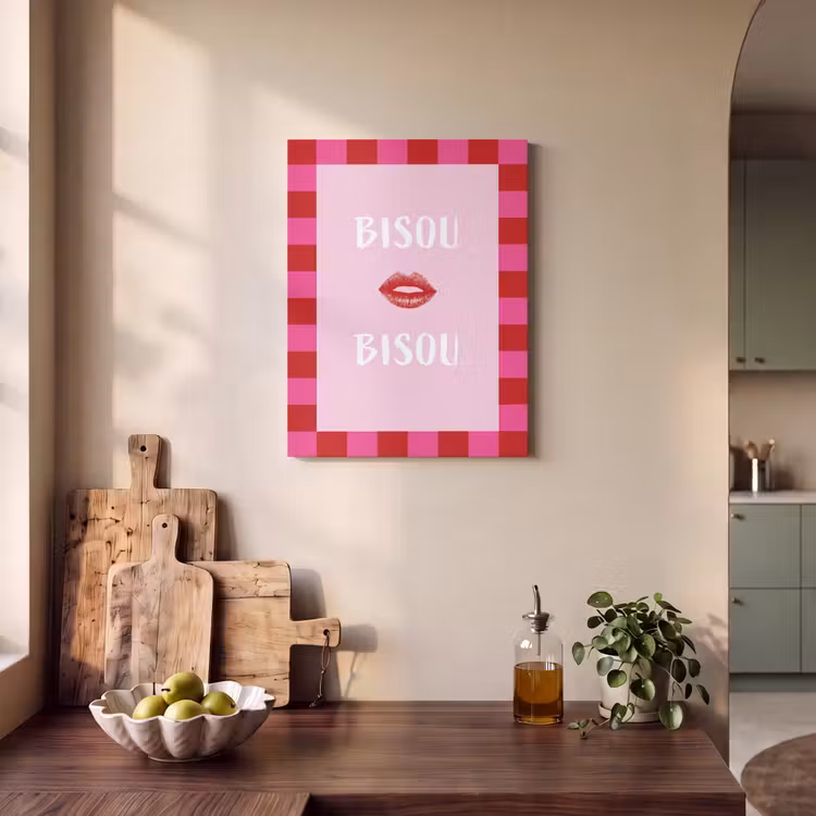 Akoestisch schilderij - Kiss - Roze - Frans - Valentijn — 3