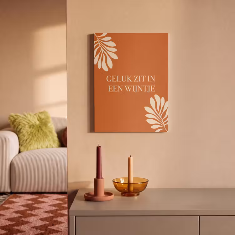 Akoestisch schilderij - Oranje - Wijntje - Quote — 2